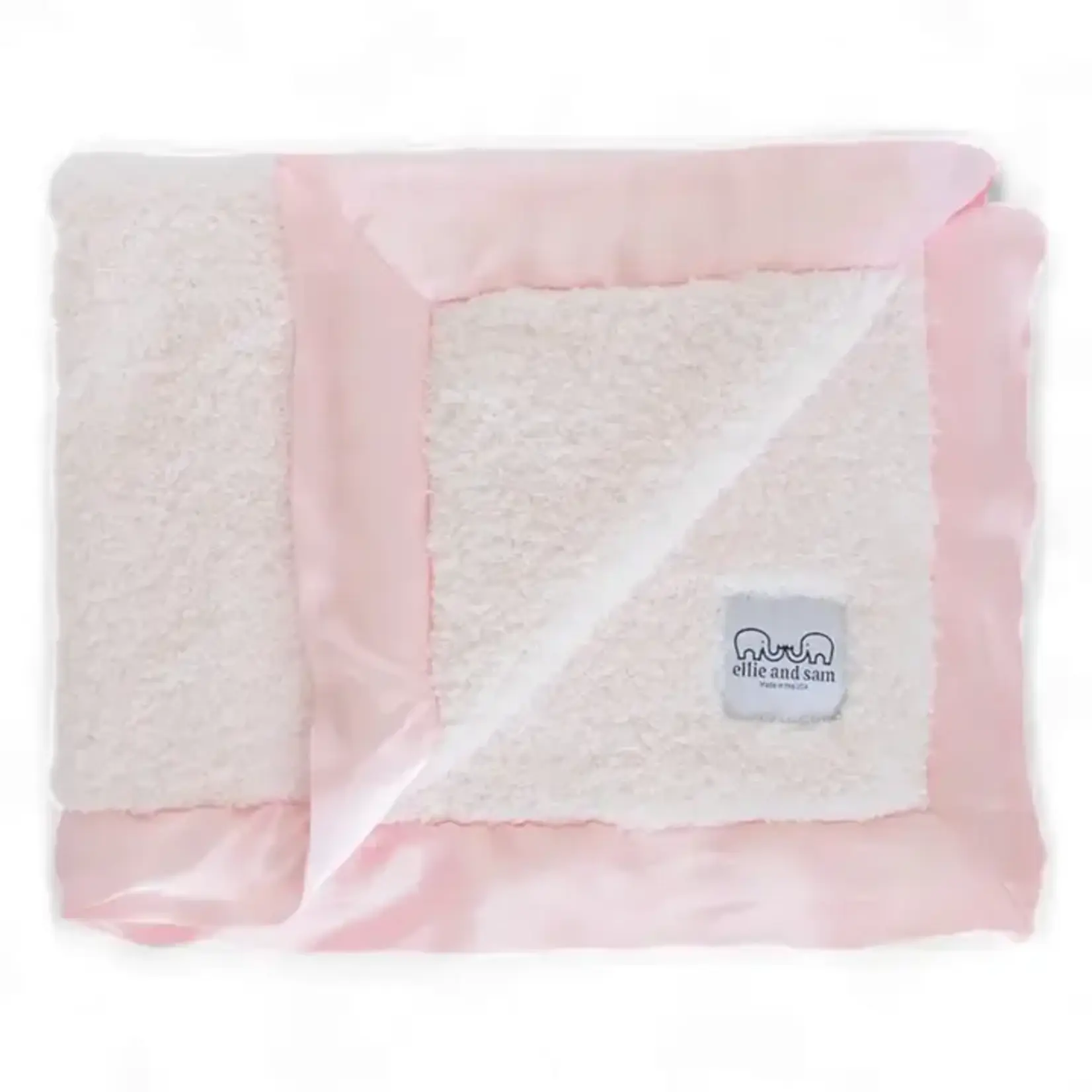 ellie and sam Classic Chenille Baby Blanket with Satin Trim - Pink