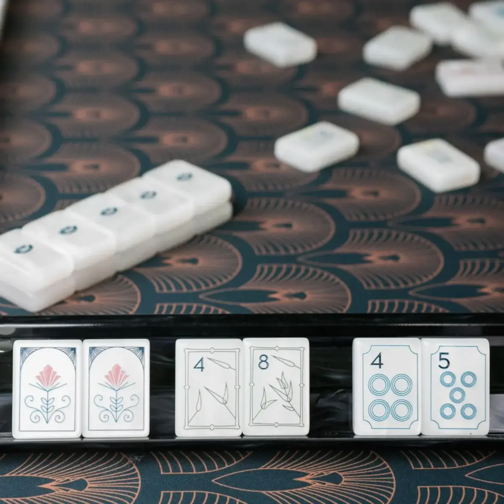 The Mahjong House Set of 4 Black Mother of Pearl Mahjong Racks
