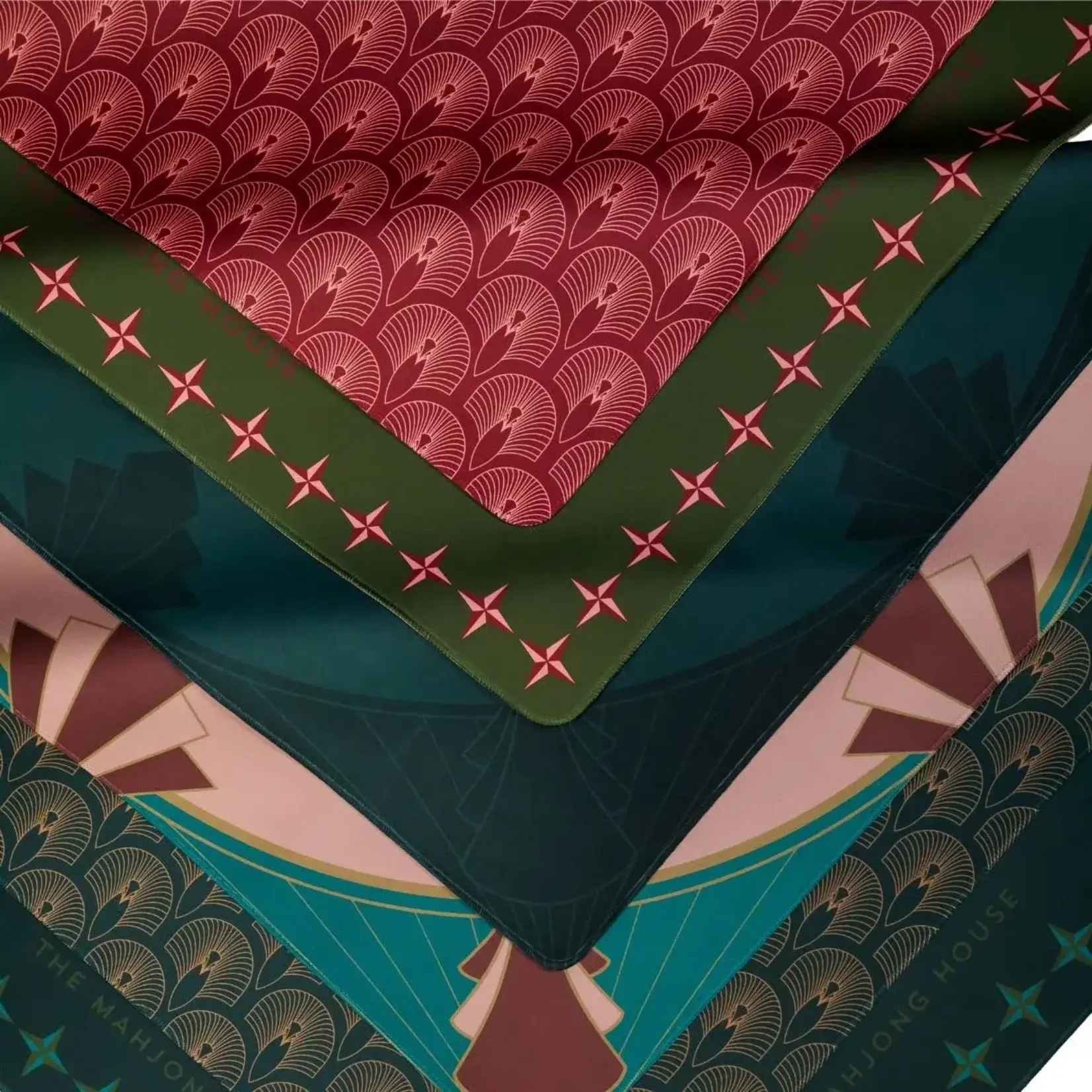 The Mahjong House Deco Olive & Red Double-Sided Mahjong Mat