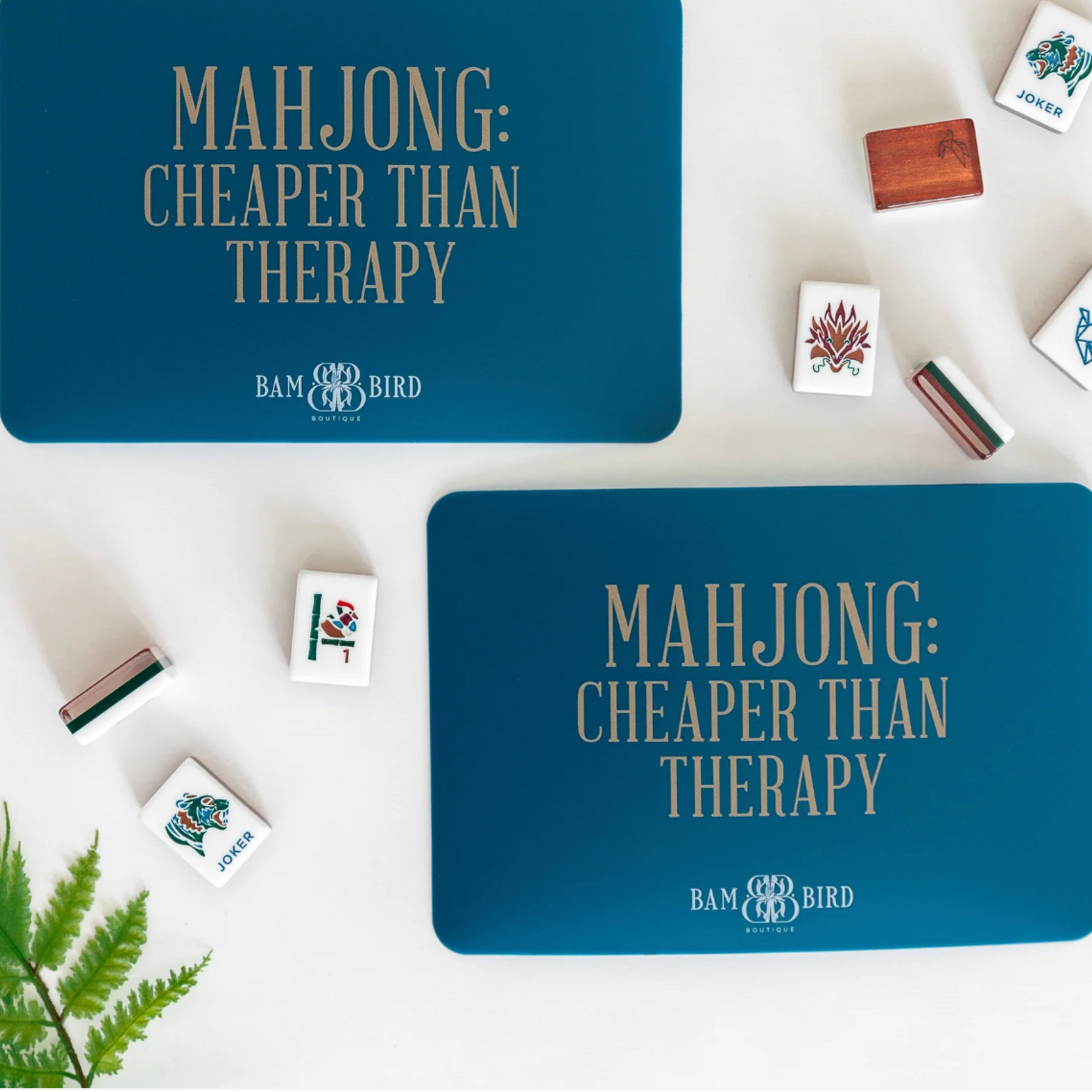 Bam Bird Boutique Azure- MAHJONG: CHEAPER THAN THERAPY Shufflers