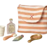 Maileg USA Toothbrush set in bag, Mouse - Coral