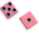 Peace Love Mahjong Dice (Set of 2) Pink with Teal