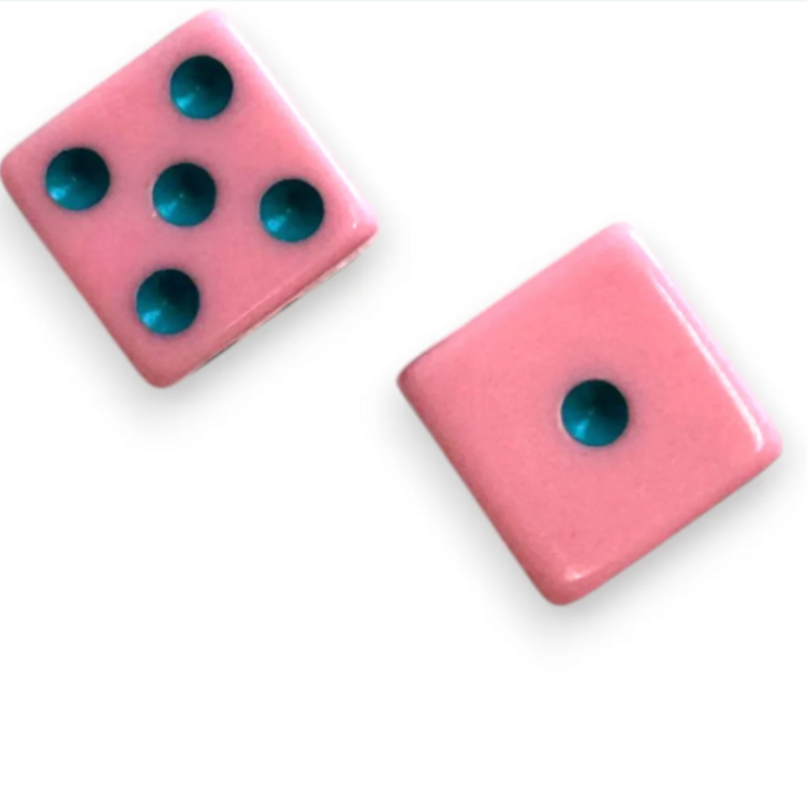 Peace Love Mahjong Dice (Set of 2) Pink with Teal