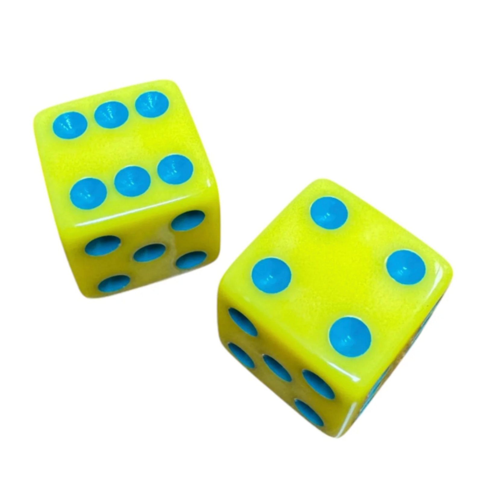 Peace Love Mahjong Dice (Set of 2) Yellow with Teal