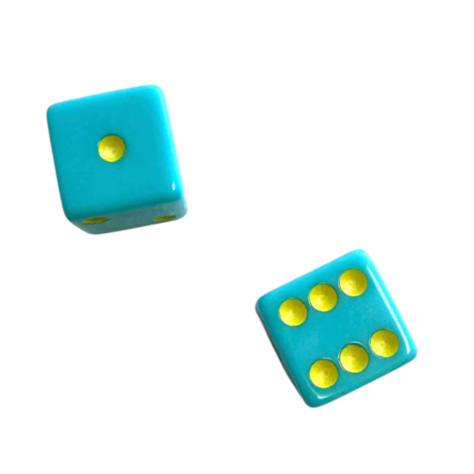 Peace Love Mahjong Dice (Set of 2) Aqua with Yellow