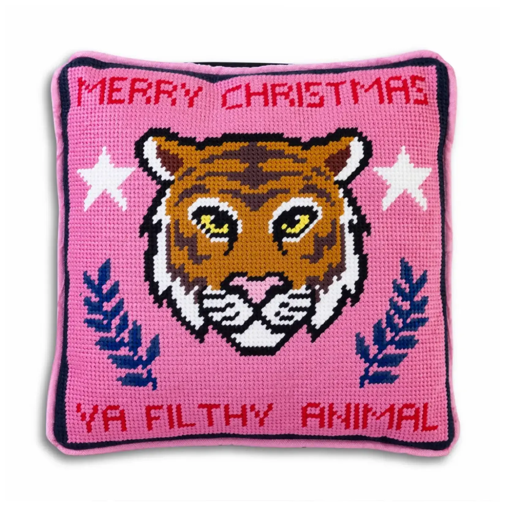 Furbish Studio Filthy Animal Needlepoint Pillow
