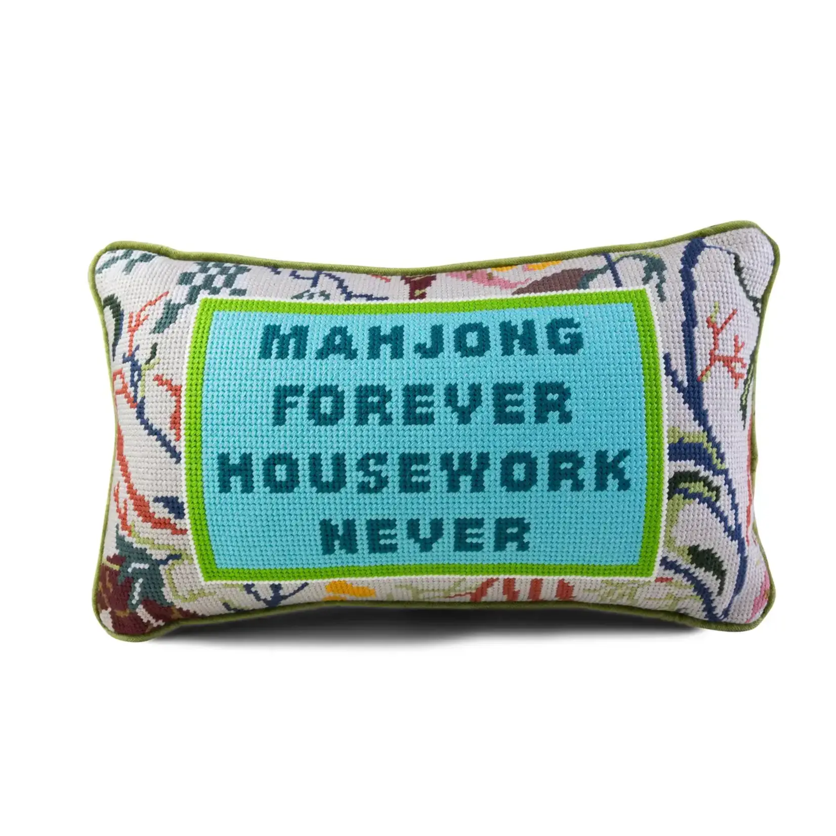 Furbish Studio Mahjong Needlepoint Pillow