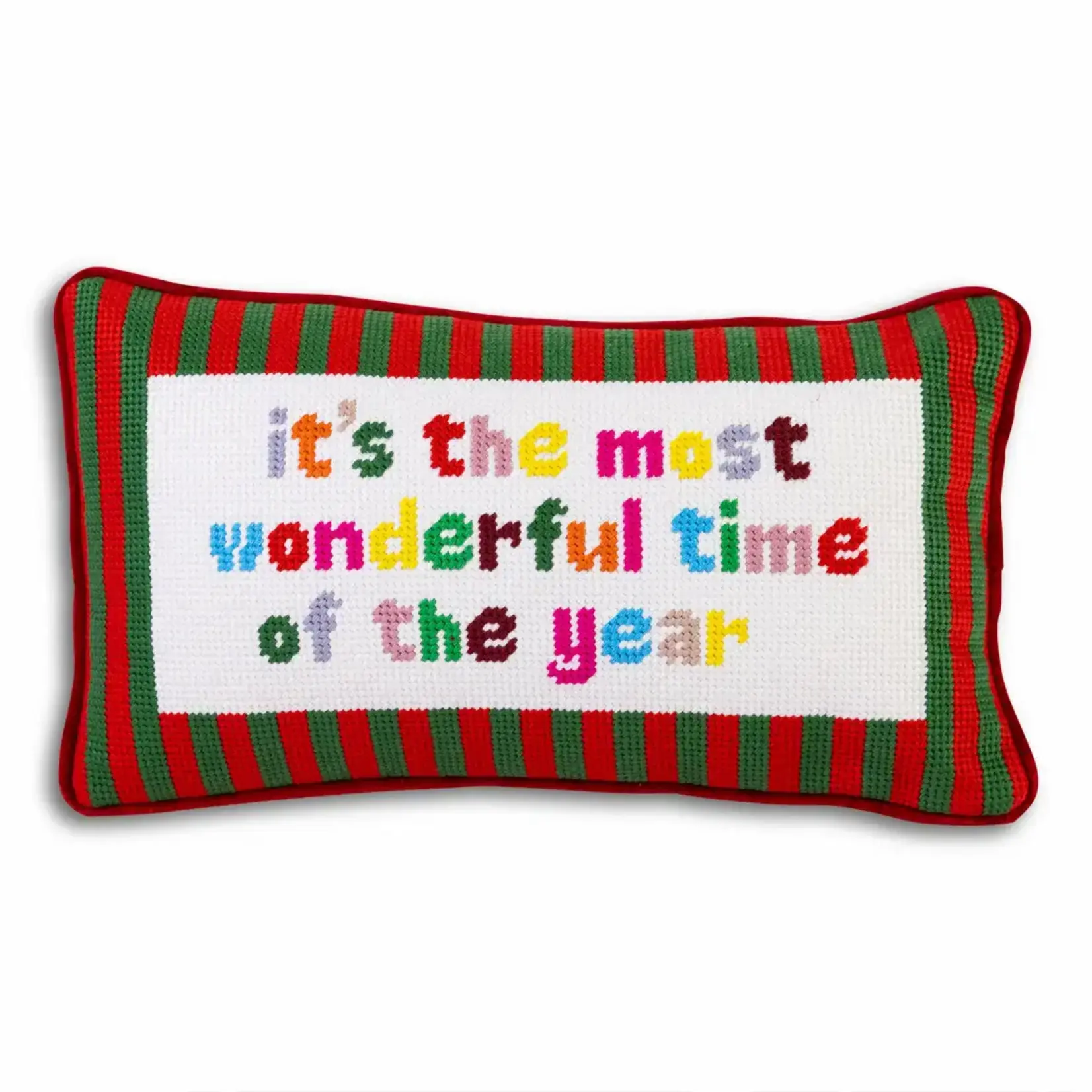 Furbish Studio Most Wonderful Time Needlepoint Pillow