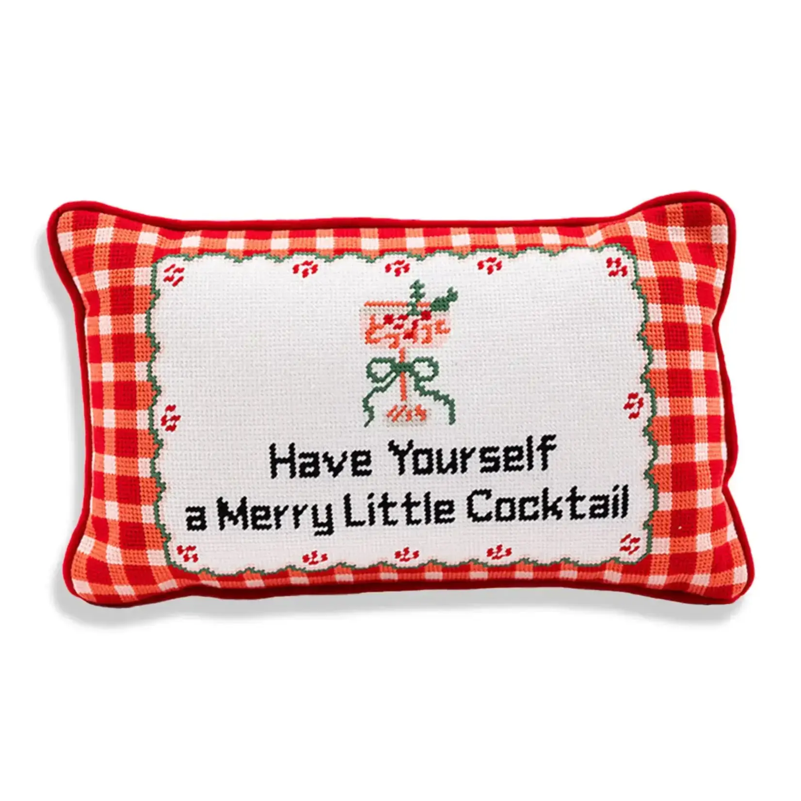 Furbish Studio Merry Little Cocktail Needlepoint Pillow