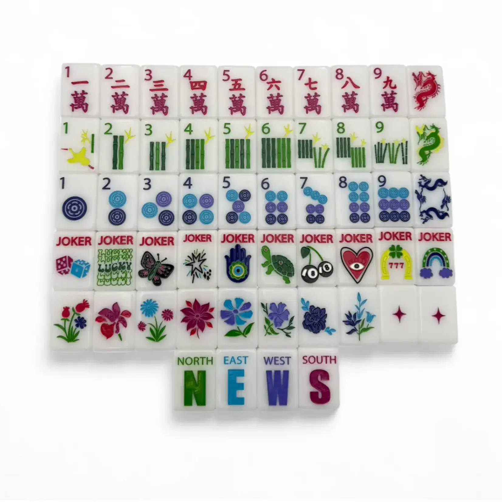 Bespoke Mahjong LUCKY CHARMS - BRIGHT WHITE