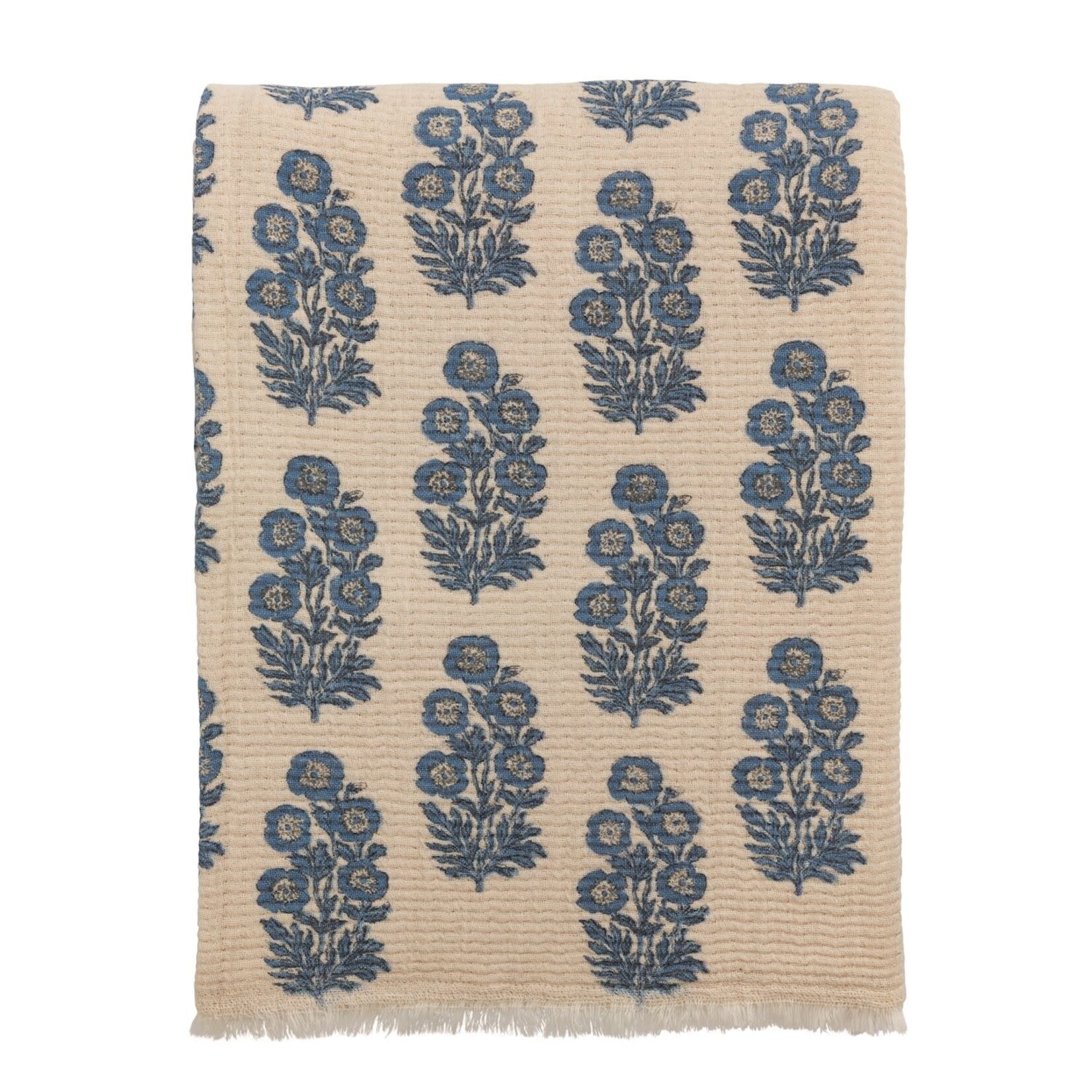 Mudpie Flower Repeat Blue Throw Blanket