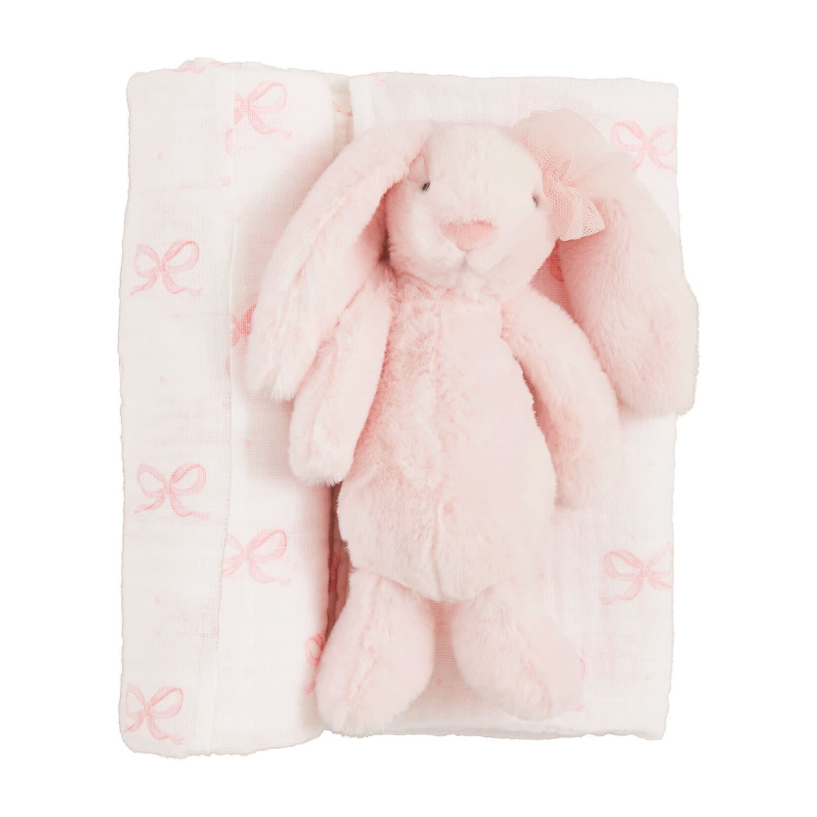 Mudpie Bow Bunny Swaddle And Rattle