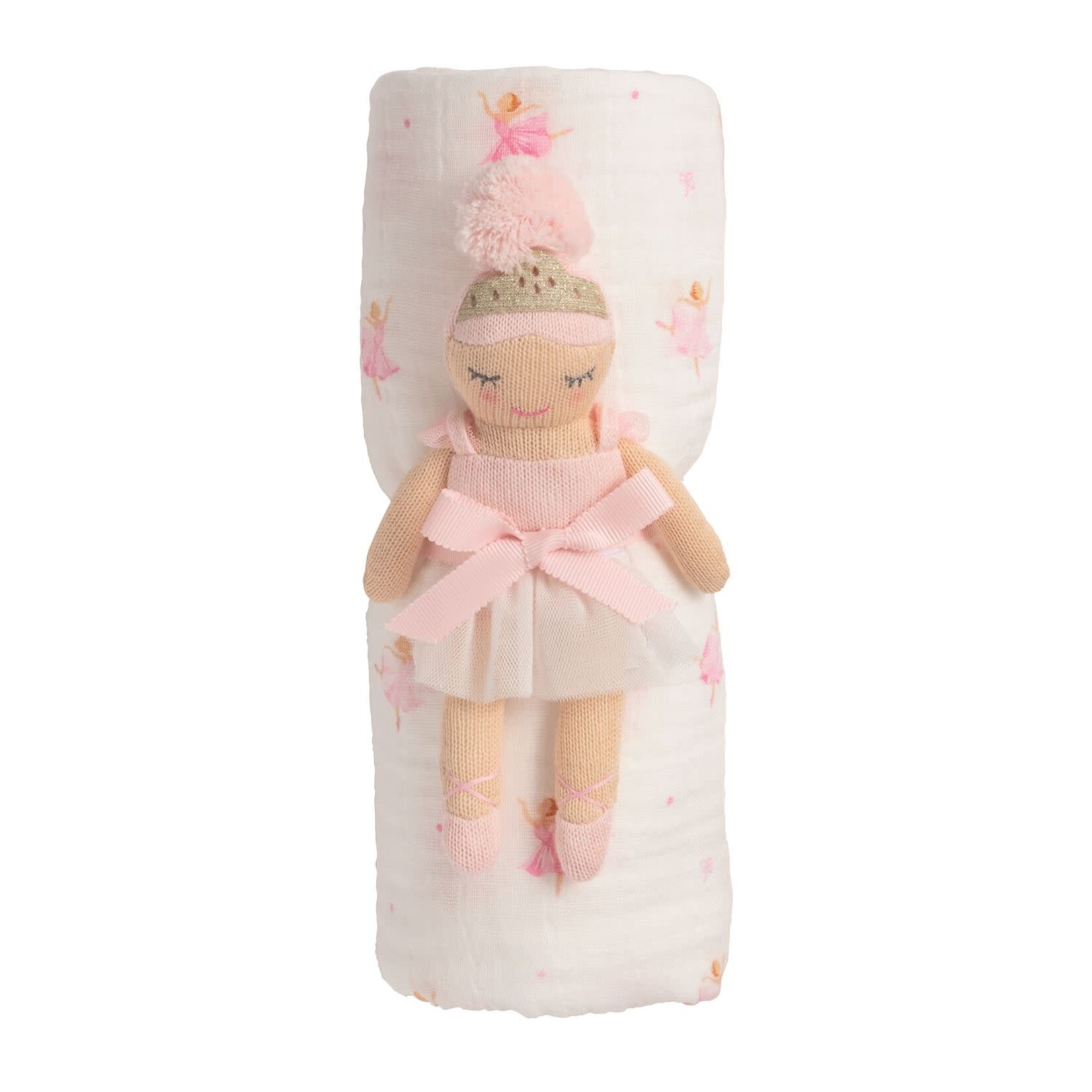 Mudpie Ballerina Swaddle & Rattle Set