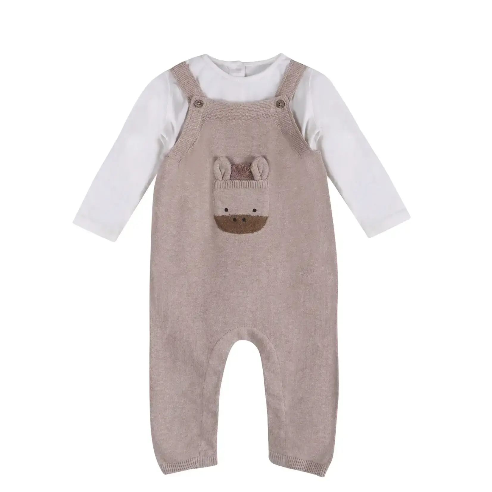 Viverano Organics Horse Pocket Baby Knit Overall Set (Organic Cotton)