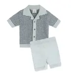 Viverano Organics Miles Wave Textured Baby Shirt & Shorts Set (Organic Cotton)