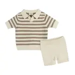 Viverano Organics Theo Textured Baby Polo Shirt & Shorts Set (Organic Cotton)