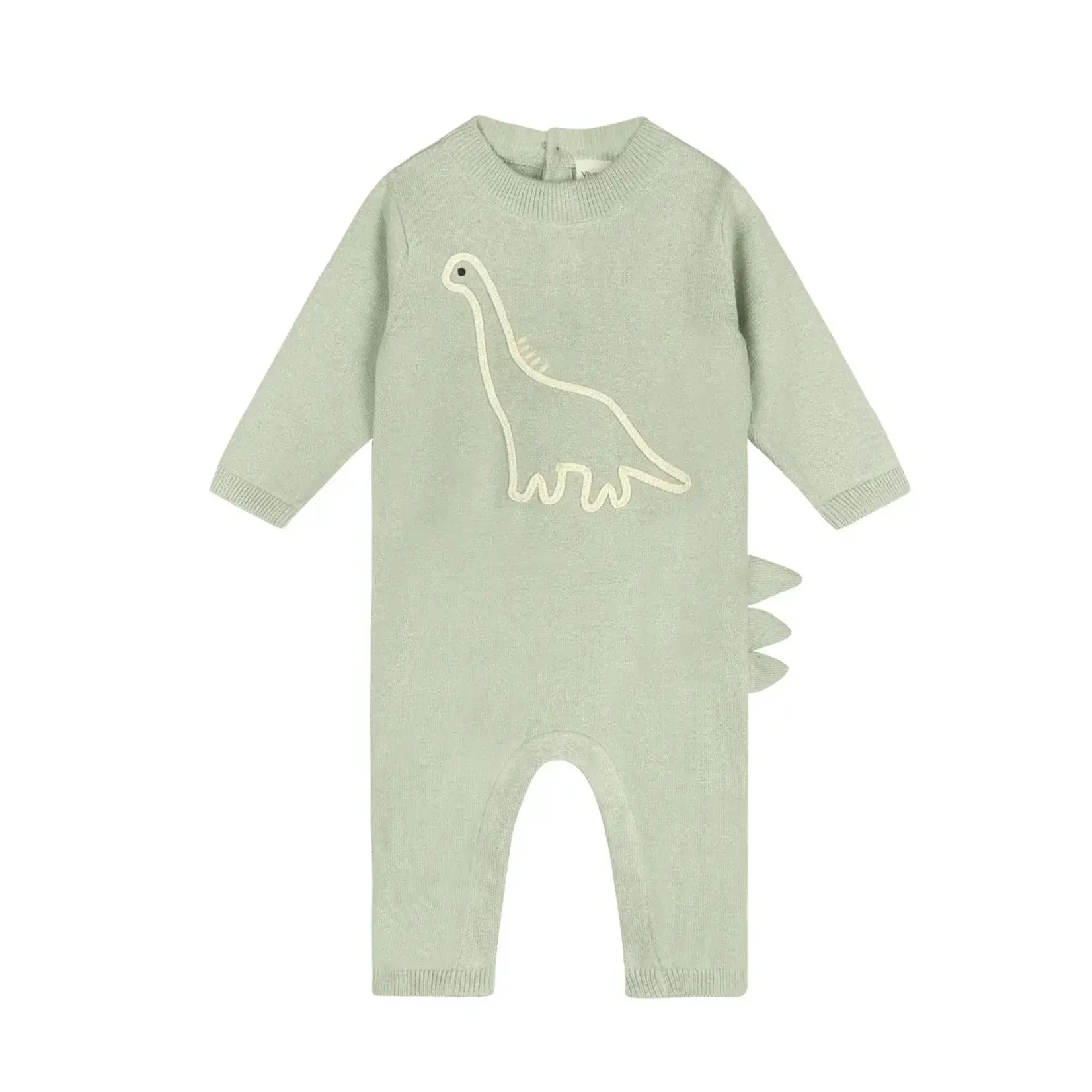 Viverano Organics Dino Embroidered Baby Knit Jumpsuit (Organic Cotton)