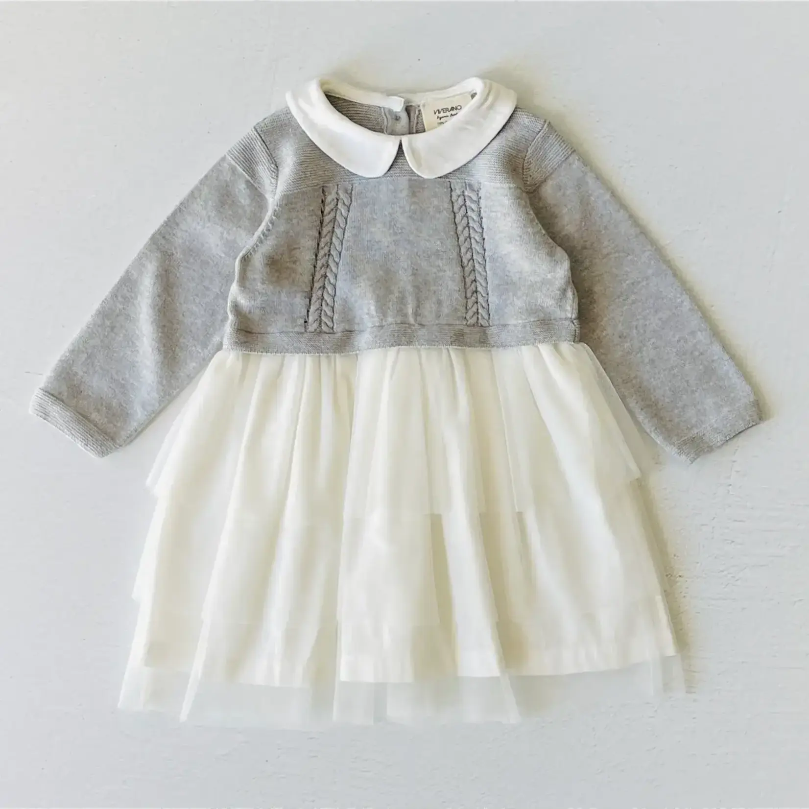 Viverano Organics Milan Knit Baby Peter Pan Collar Tutu Dress (Organic Cotton)