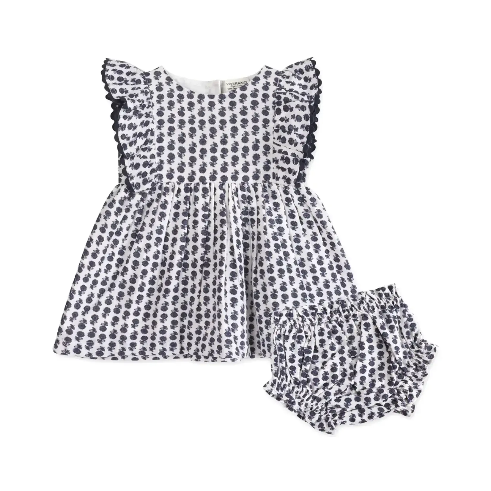 Viverano Organics Jamie Blue Floral Baby Dress + Bloomer (Organic)