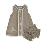 Viverano Organics Kate Floral Embroidered Baby Dress + Bloomer (Linen Blend)