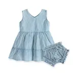 Viverano Organics River Soft Hand-Dyed Denim Baby Dress + Bloomer (Organic)
