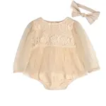 Viverano Organics Thalia Crochet Lace Tutu Romper & Headband (Organic Cotton)