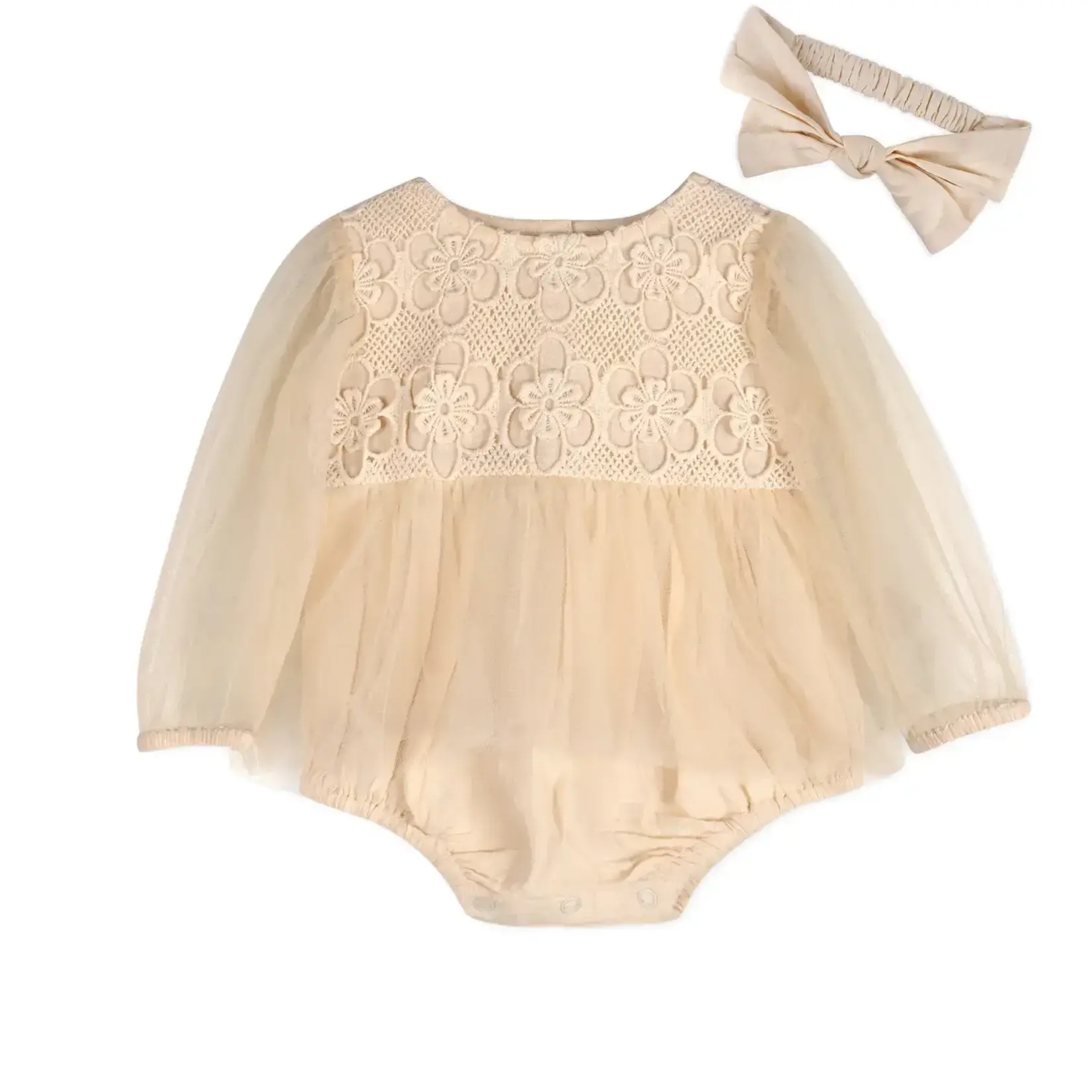 Viverano Organics Thalia Crochet Lace Tutu Romper & Headband (Organic Cotton)