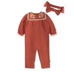 Viverano Organics Vena Embroidery Collar Baby Jumpsuit & Headband (Organic)