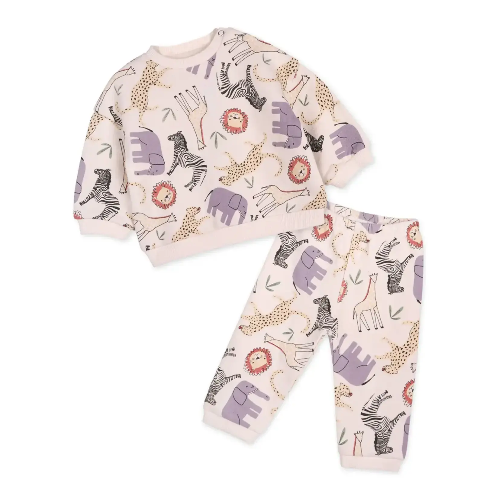 Viverano Organics Animal Safari Baby Sweatshirt & Jogger Set (Organic Cotton)