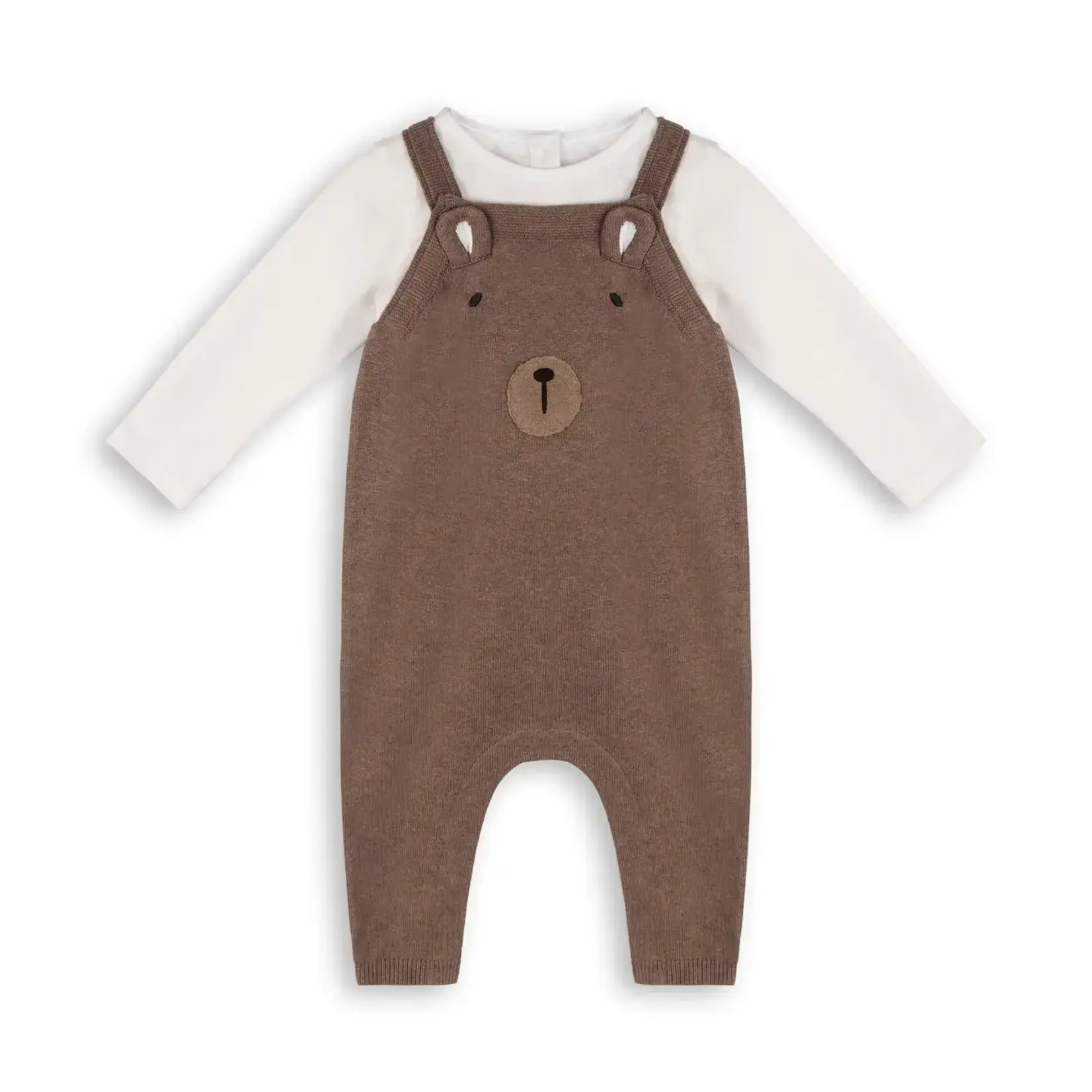 Viverano Organics Bear Sweater Knit Baby Overall & Bodysuit Set (Organic) Brown