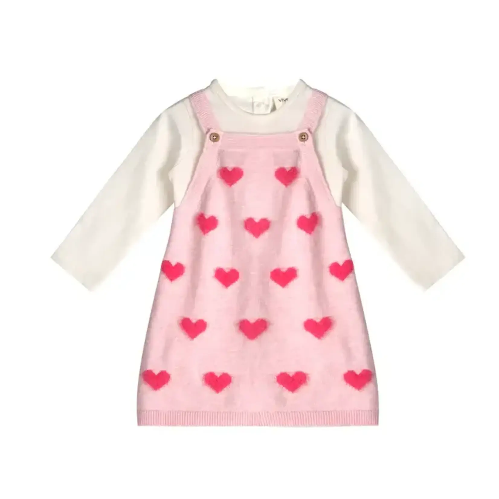 Viverano Organics Fuzzy Hearts 3D Tunic Baby Knit Dress Set (Organic)