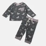 Viverano Organics Horse & Bird Baby Playsuit Tee & Jogger Set (Organic Cotton)