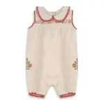 Viverano Organics Poppy Floral Embroidered Baby Romper -Linen Blend