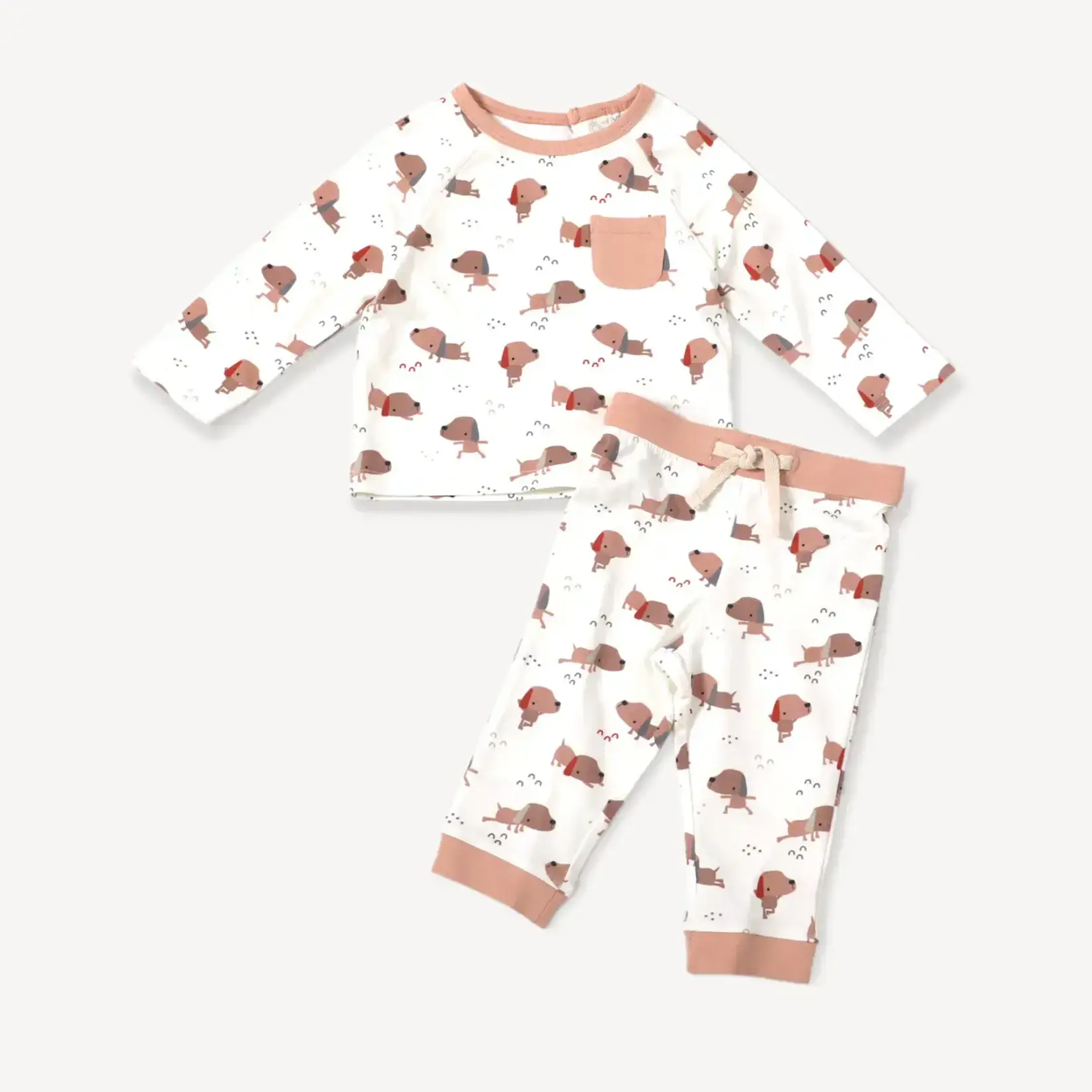 Viverano Organics Yoga Dog Baby Playsuit Tee & Jogger Set (Organic Cotton)