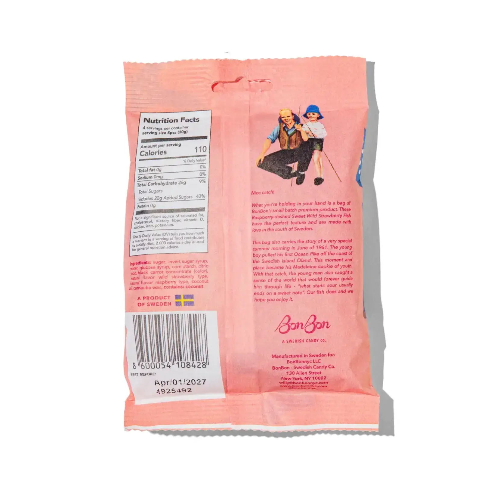 BonBon - A Swedish Candy Co Sweet Wild Strawberry Fish - Swedish Candy 5.2oz (150g)