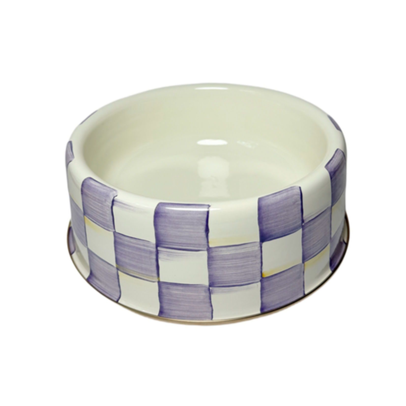 MacKenzie-Childs violet check large pet dish