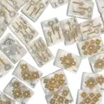Club Mah Jenn D'or White Mother of Pearl Mah Jong Set - Silver & Gold
