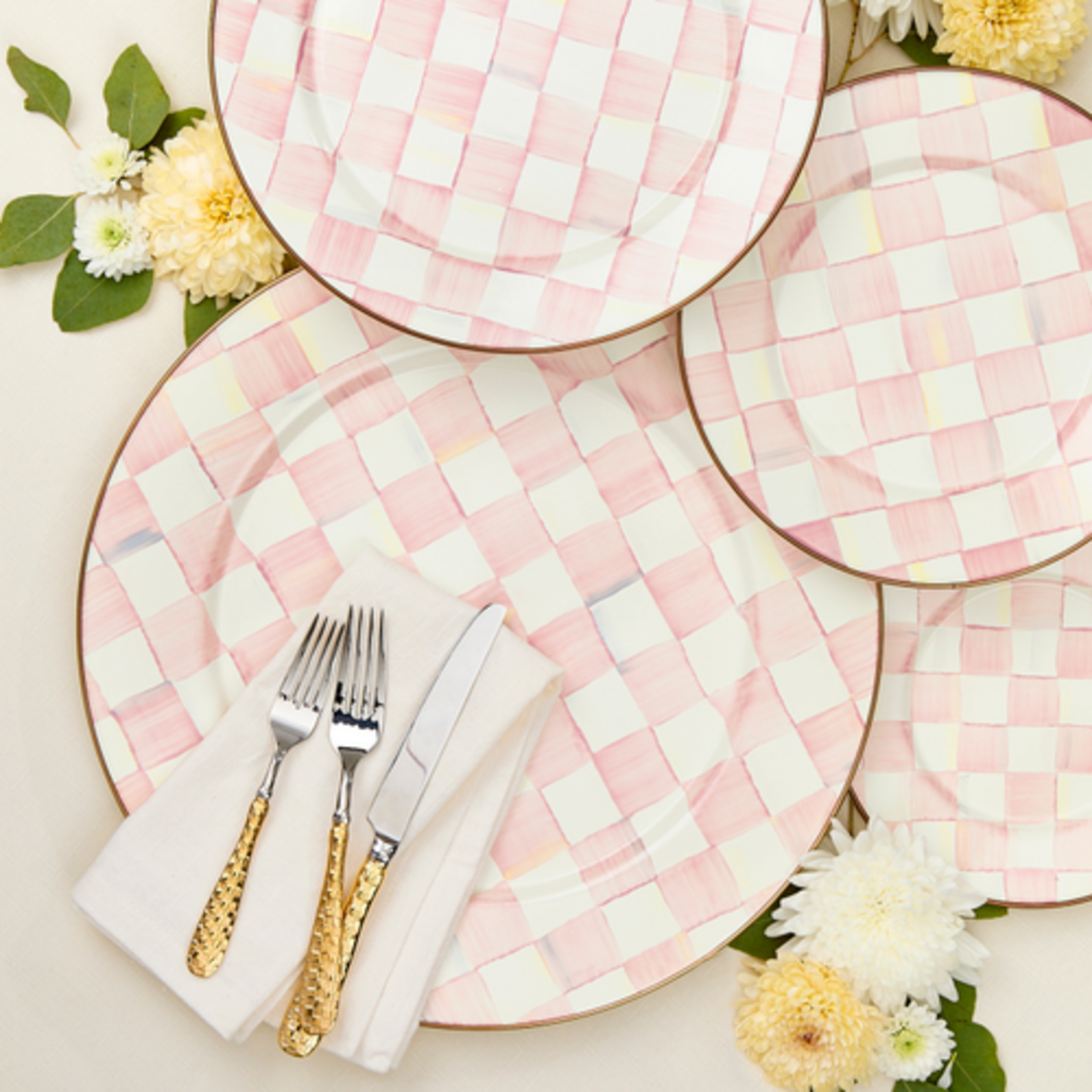 MacKenzie-Childs rosy check charger/plate