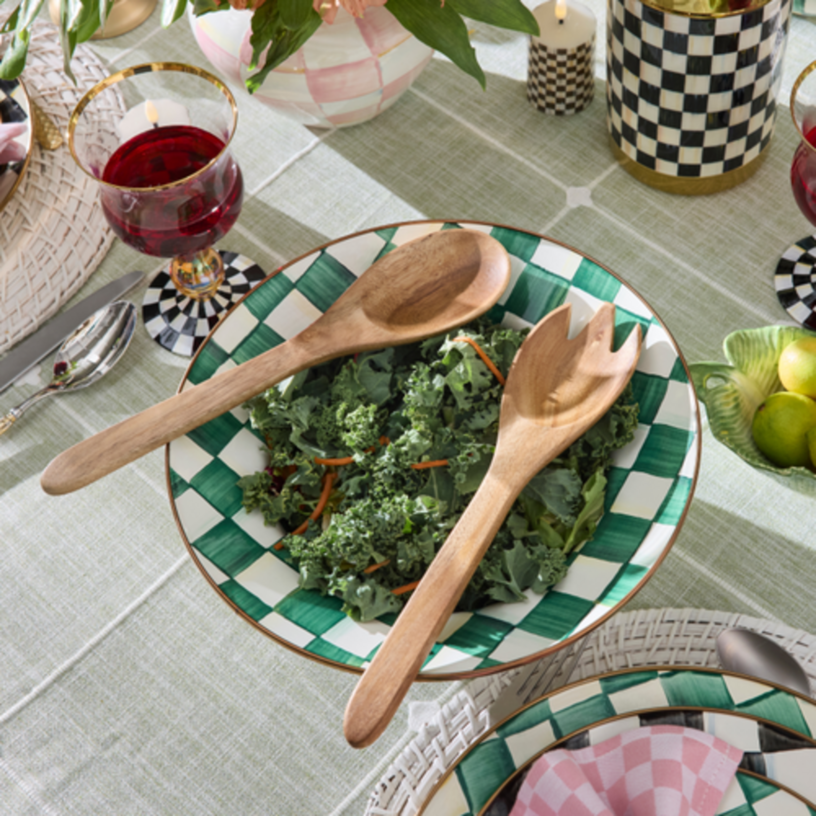 MacKenzie-Childs emerald check serving bowl