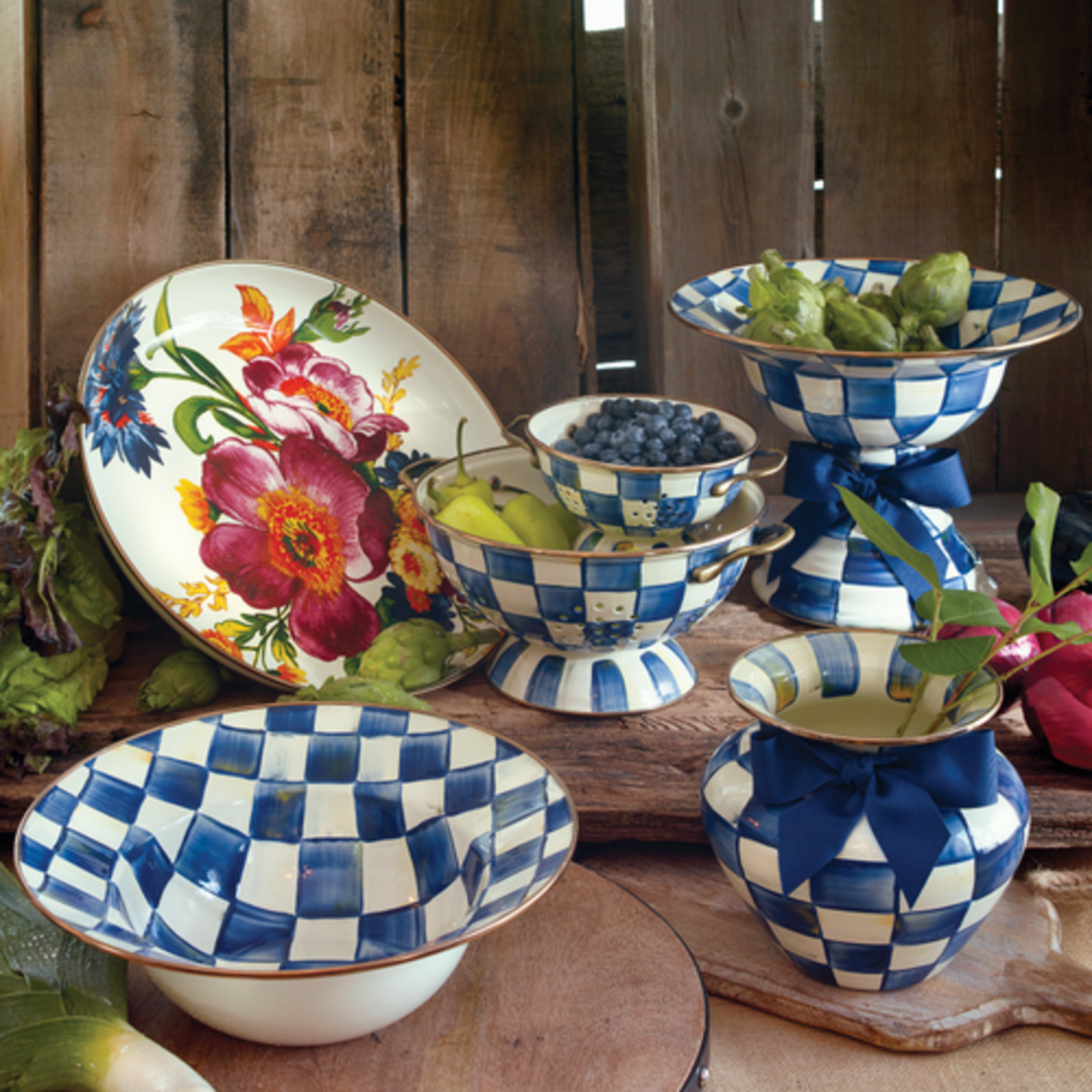 MacKenzie-Childs royal check serving bowl