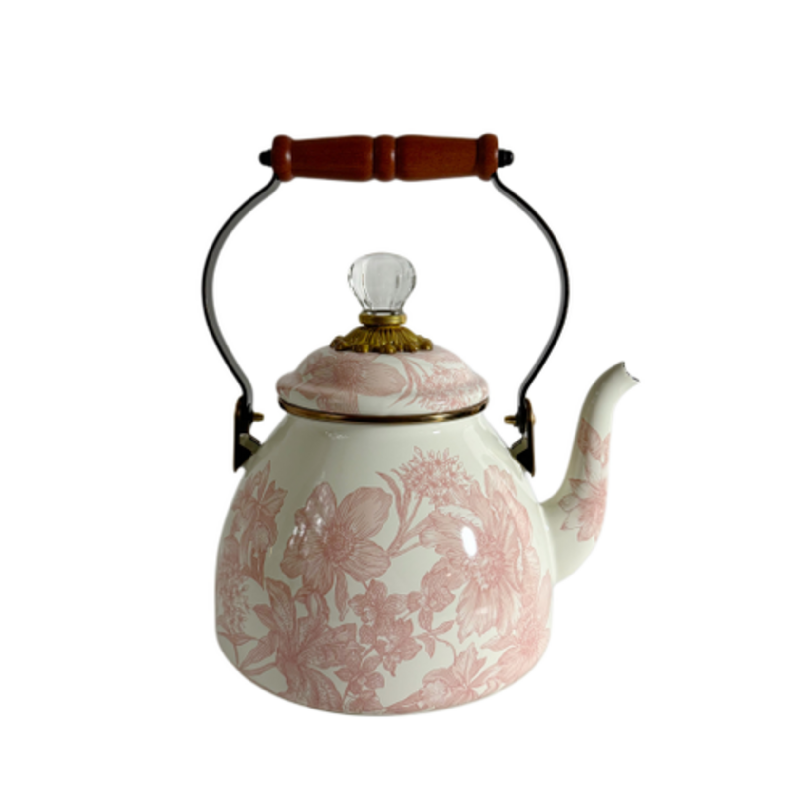 MacKenzie-Childs rosy english garden 2 quart tea kettle