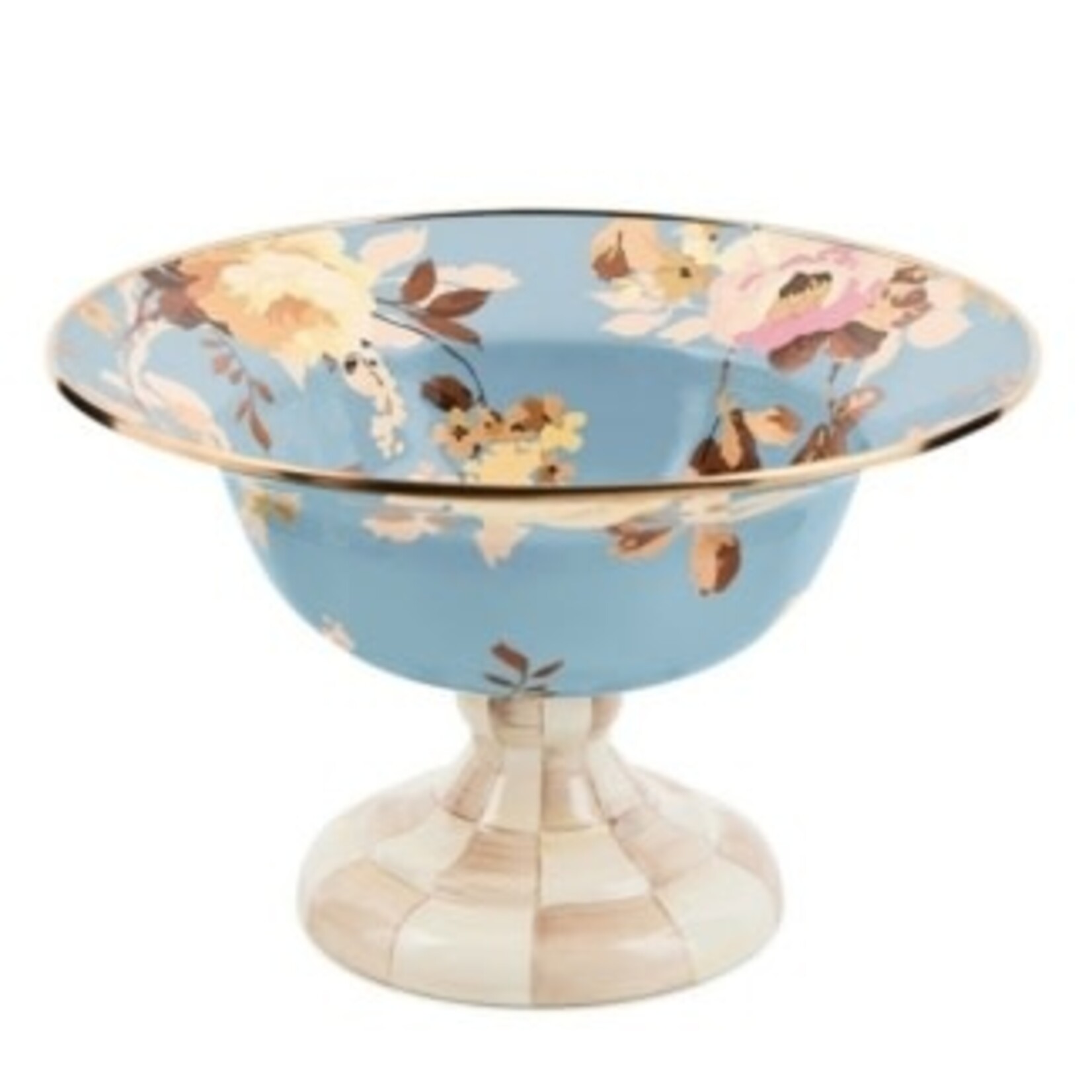 MacKenzie-Childs wild rose slate large compote