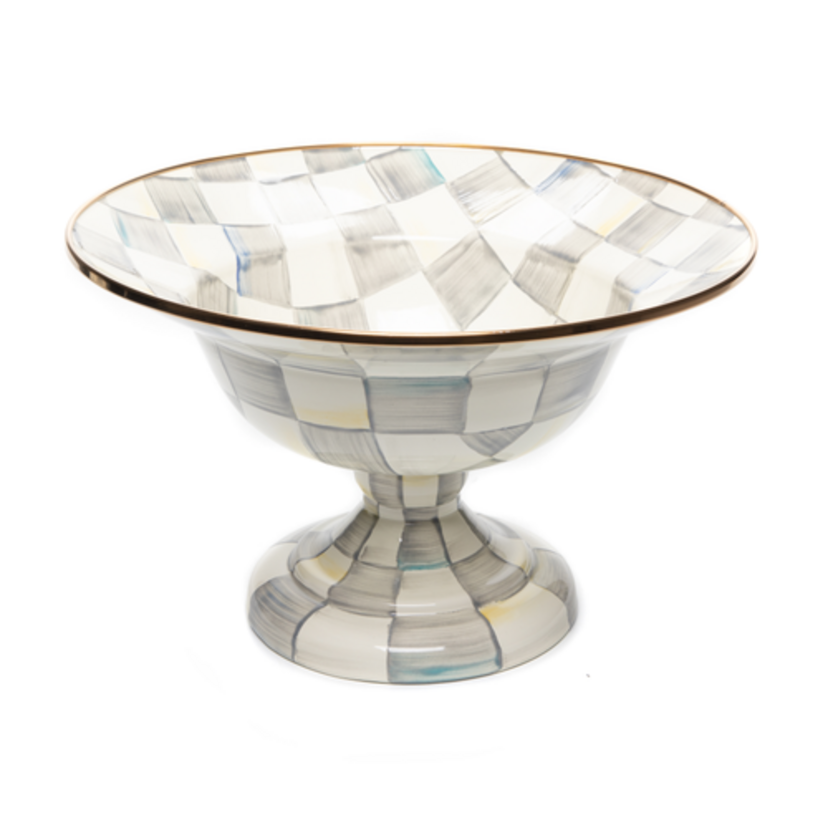 MacKenzie-Childs sterling check large compote