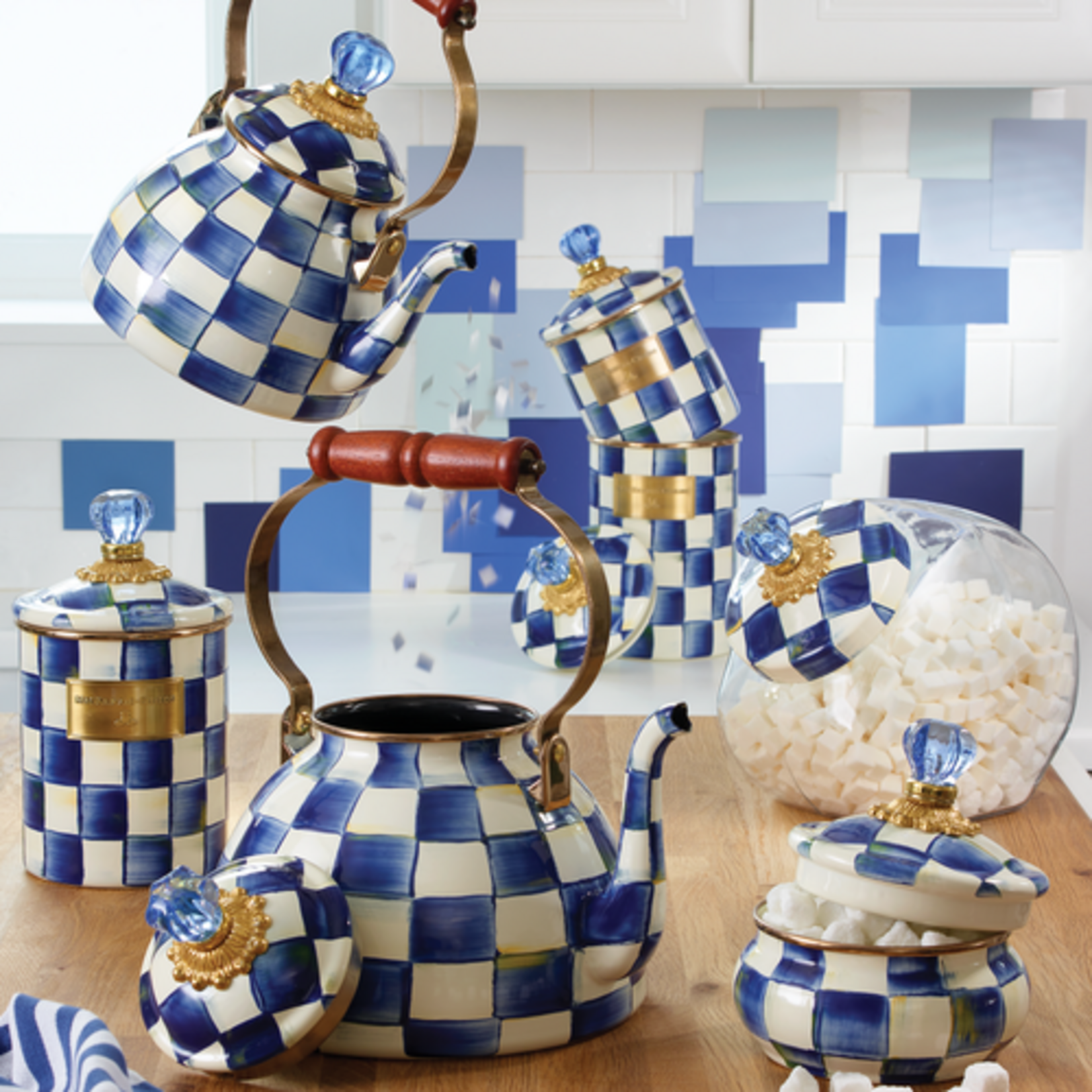MacKenzie-Childs royal check 2 quart tea kettle