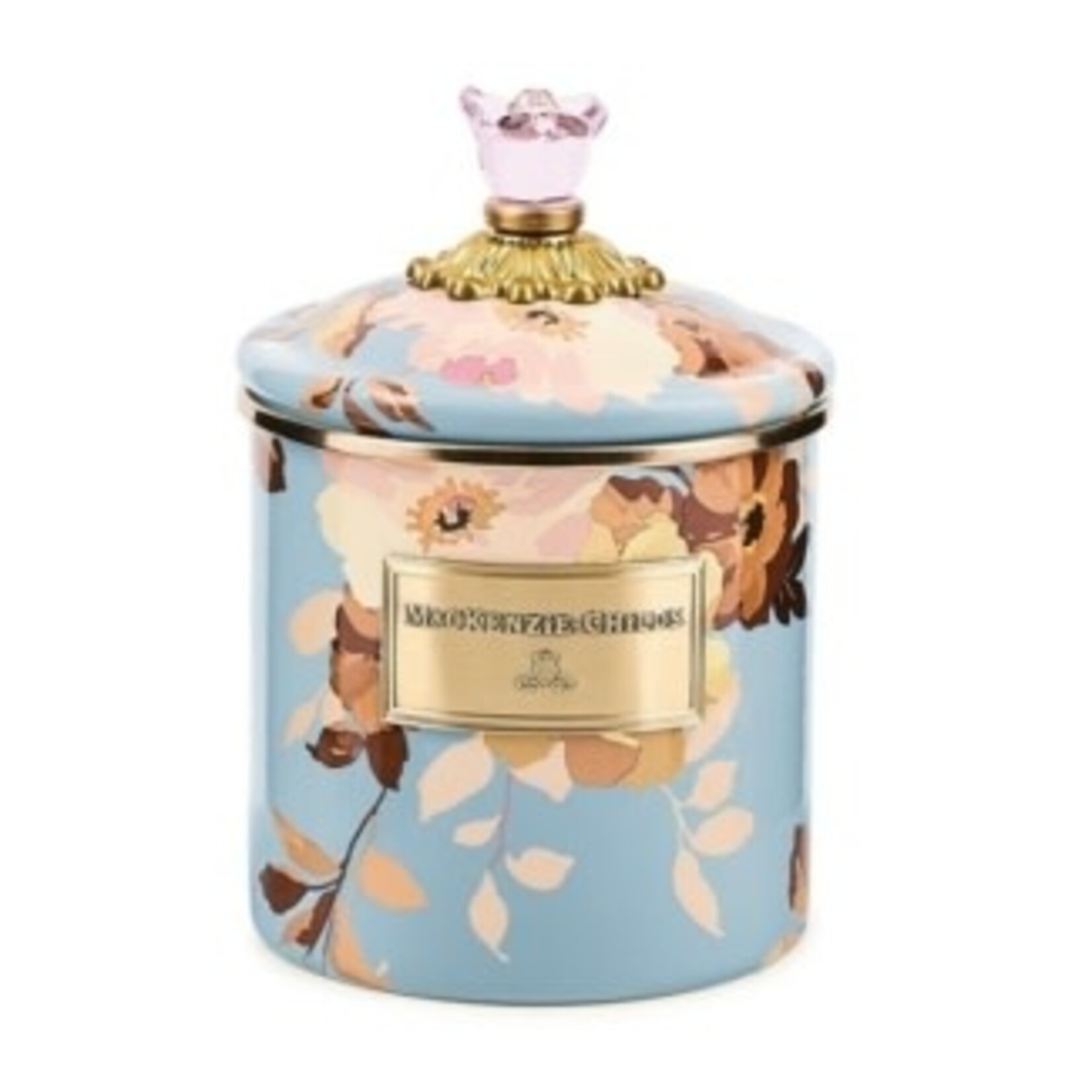 MacKenzie-Childs wild rose slate small canister