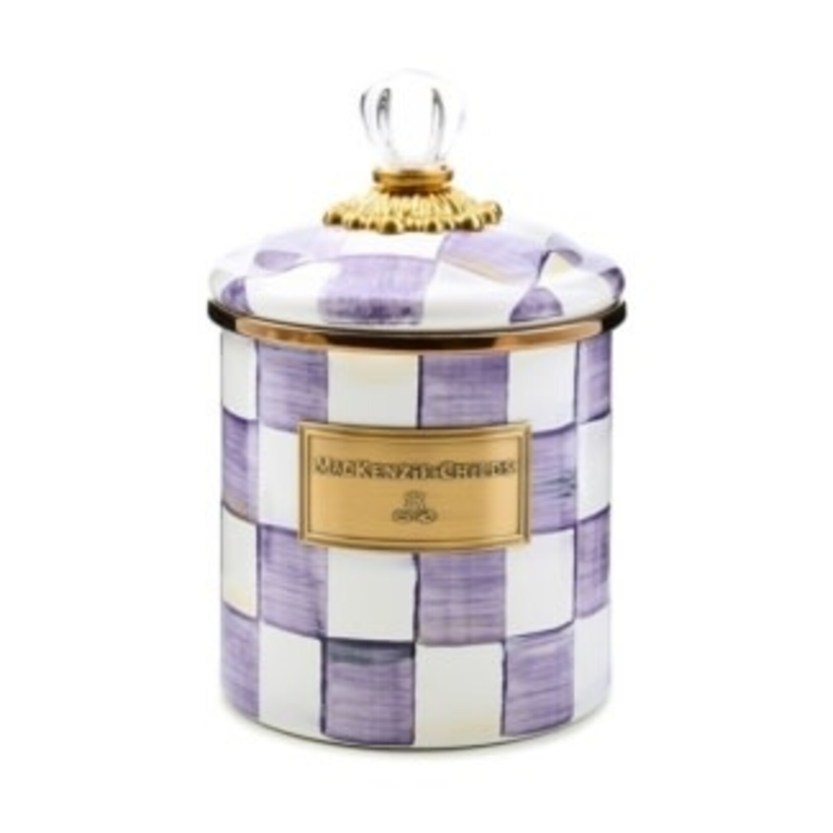 MacKenzie-Childs violet check small canister