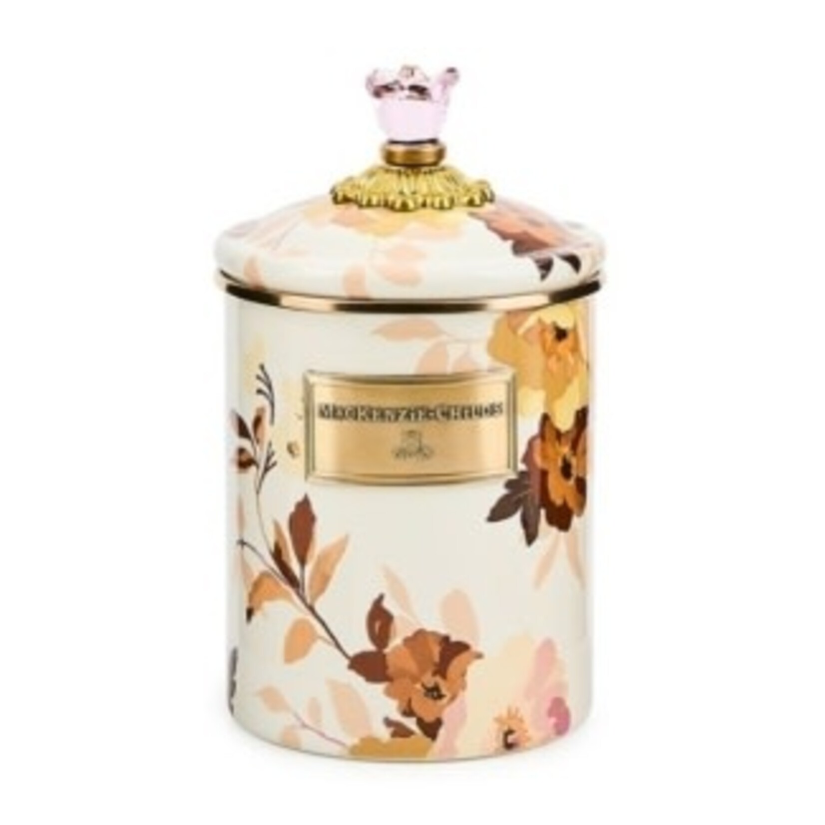 MacKenzie-Childs wild rose white medium canister