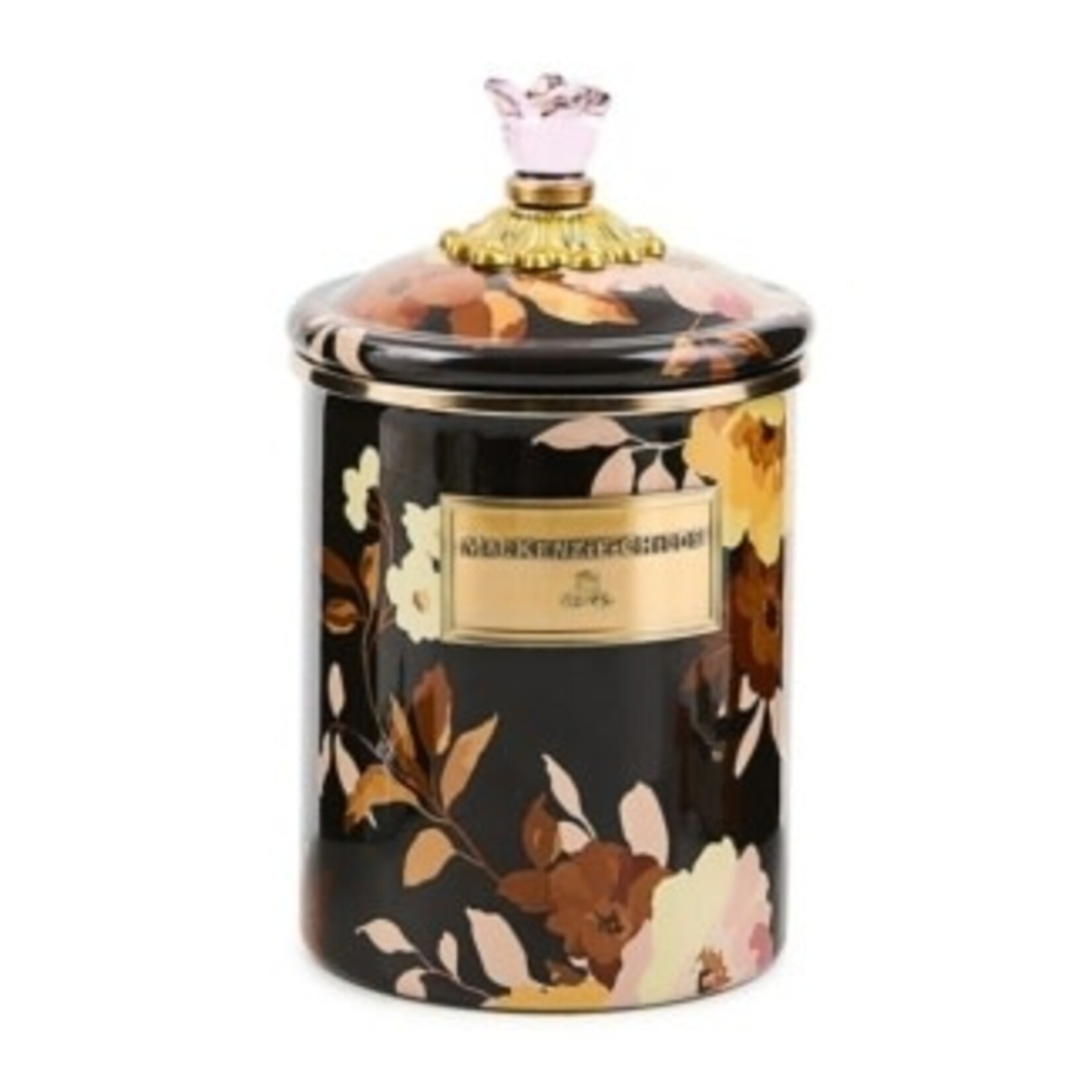 MacKenzie-Childs wild rose brown medium canister