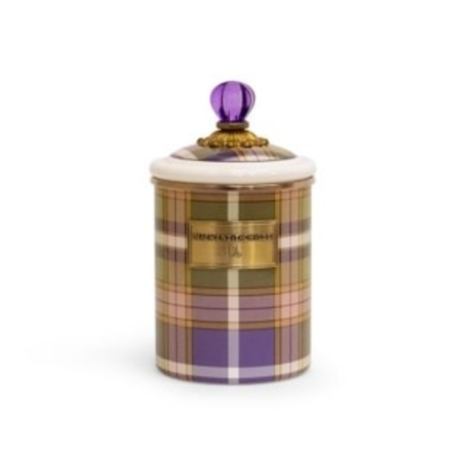 MacKenzie-Childs tartan violet medium canister