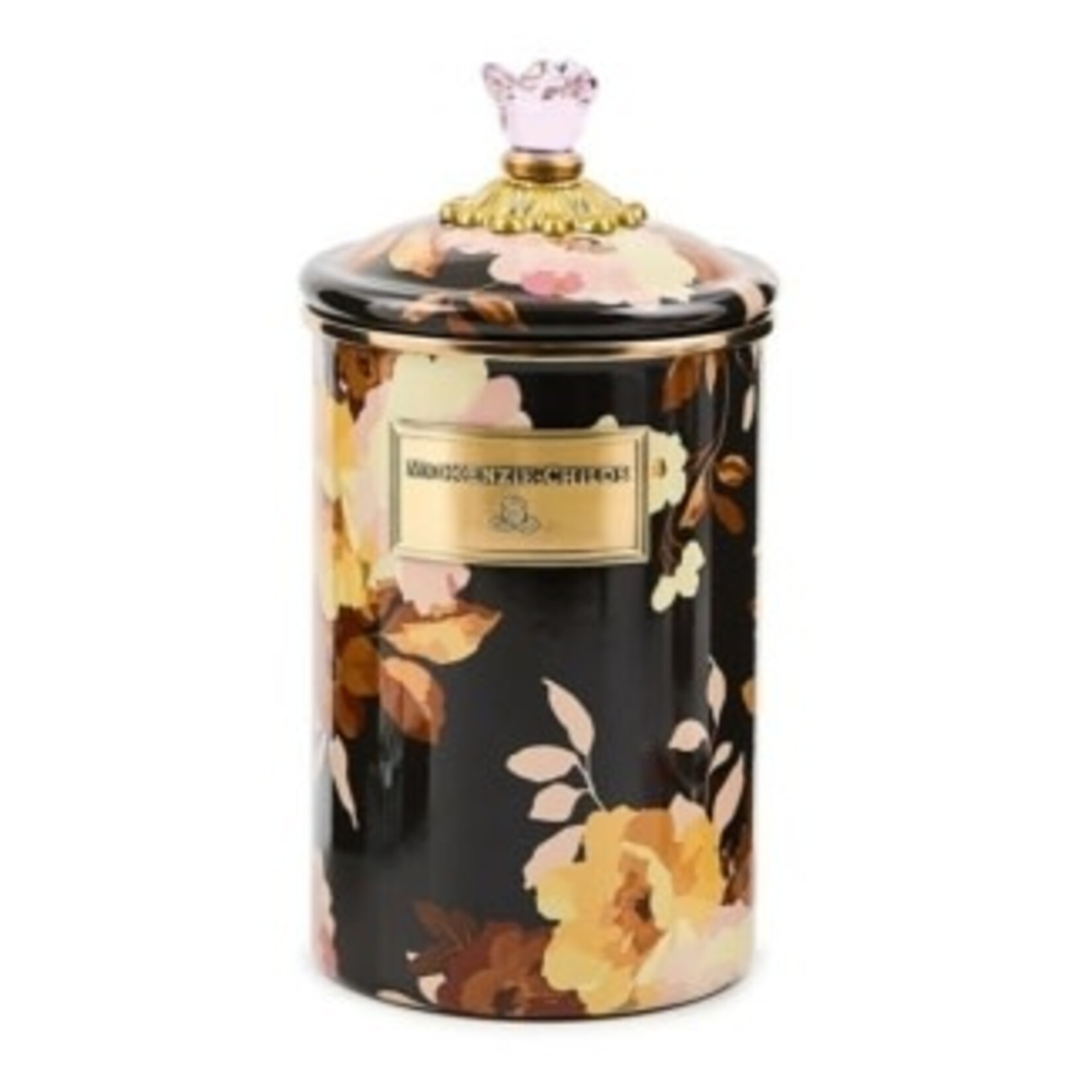 MacKenzie-Childs wild rose brown large canister